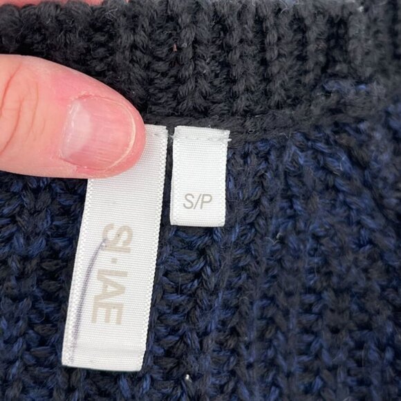 Anthropologie SI•IAE Blue & Black Knit Button Front Cardigan Sweater Size Small - Picture 6 of 9